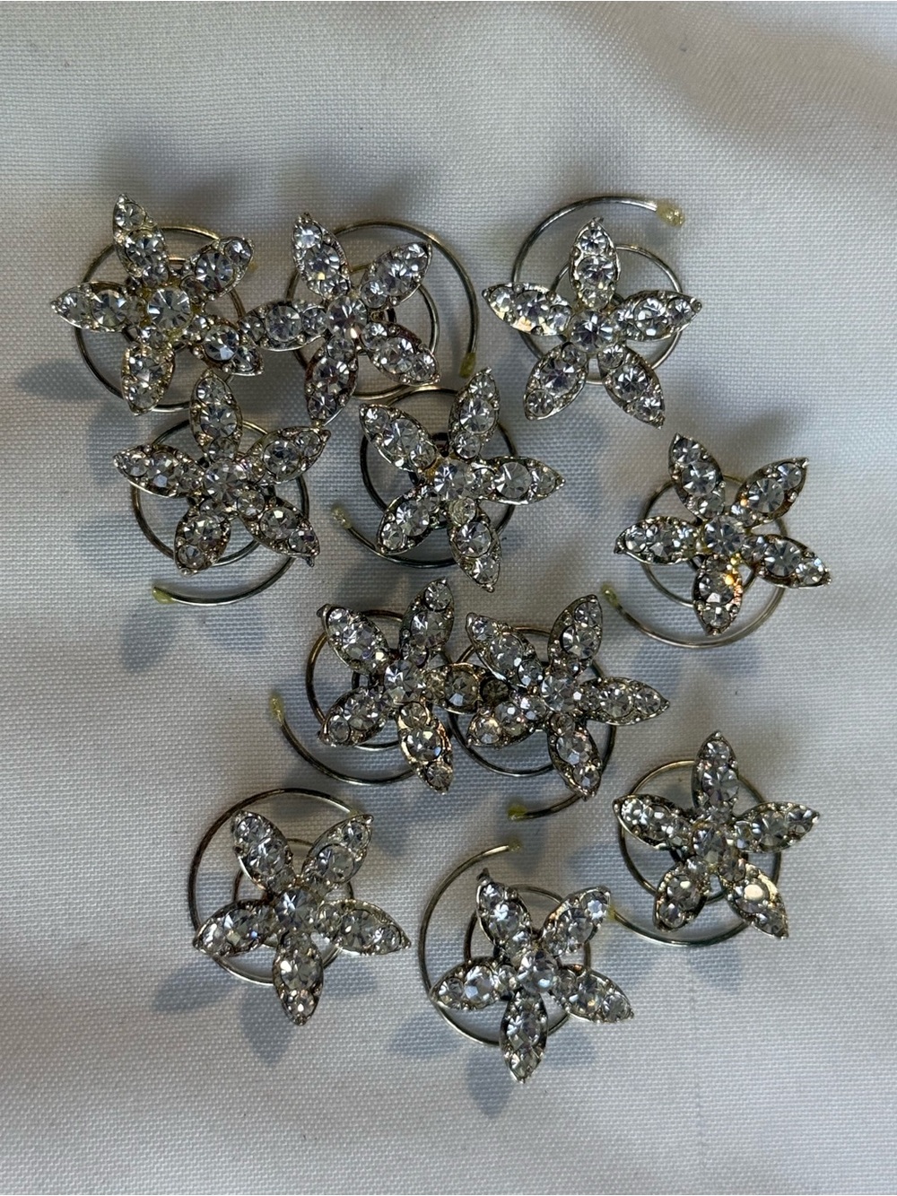 Hair Rhinestone Flowers 11 in set wedding Bride